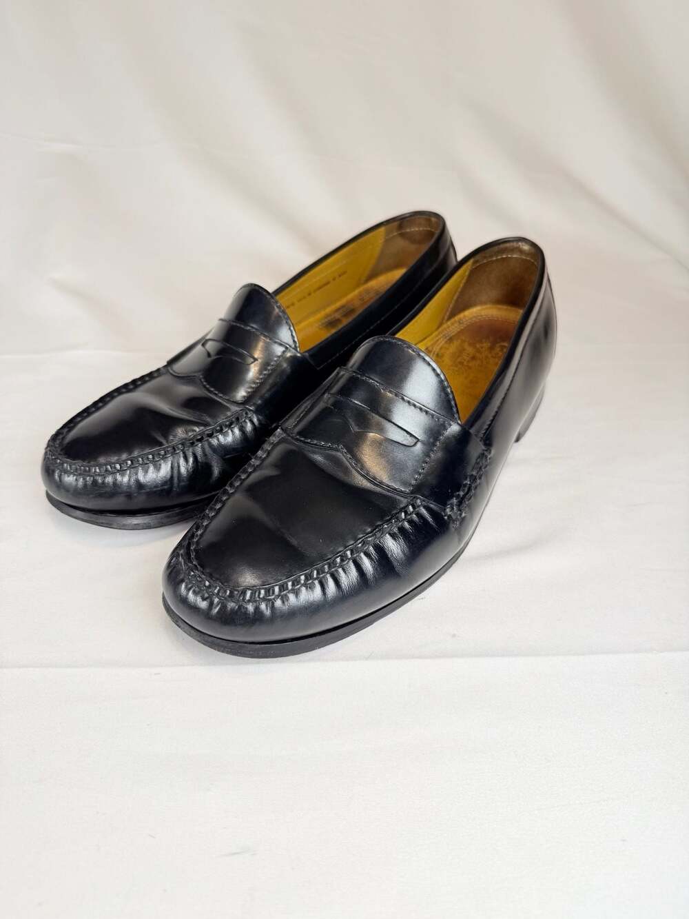 Preppy Cole Haan Mens Pinch Air Penny Loafers Black Leather Slip On Shoes Size 1